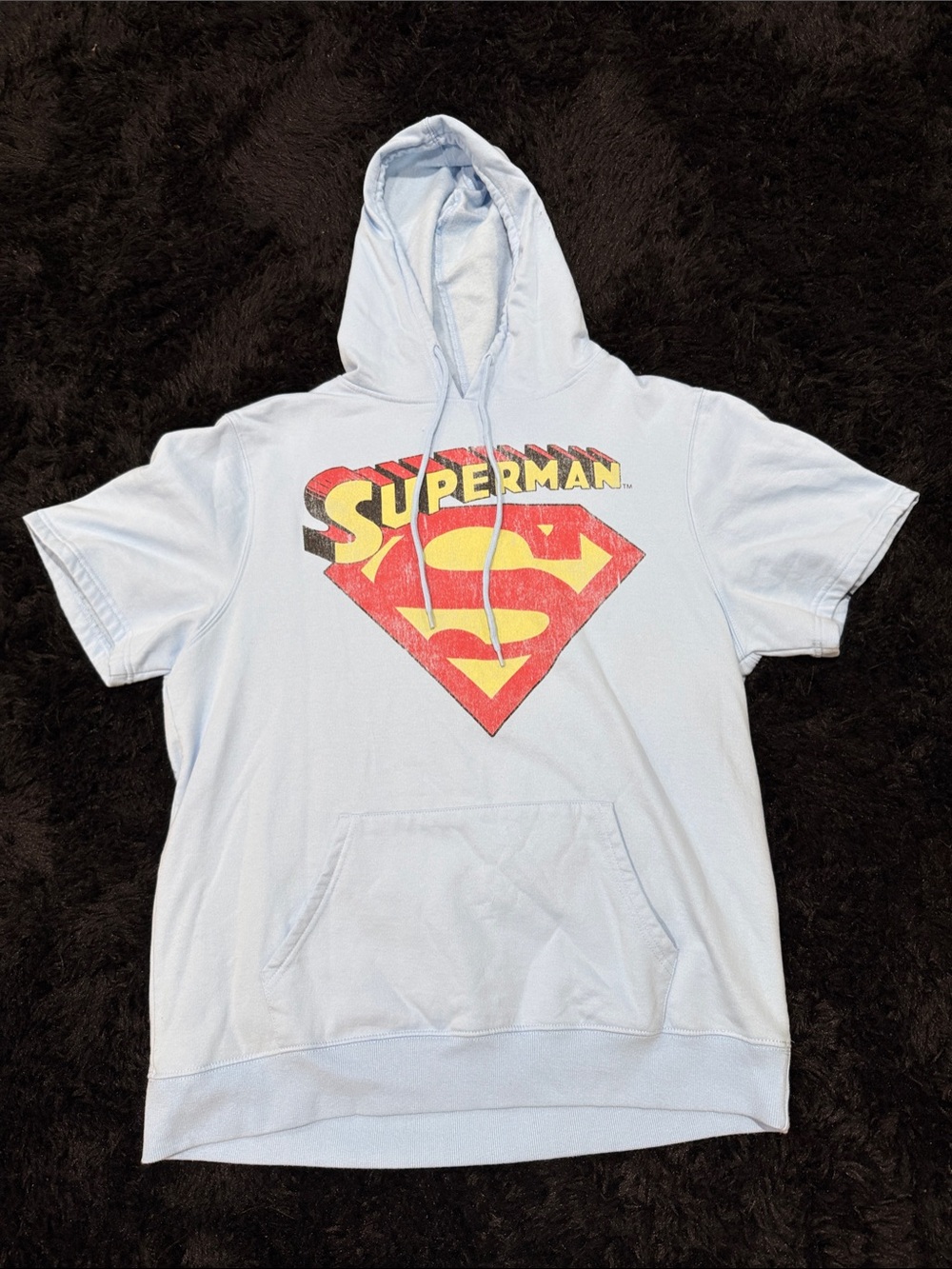 DC Comics Light Blue Superman Short Sleeve Hoodie